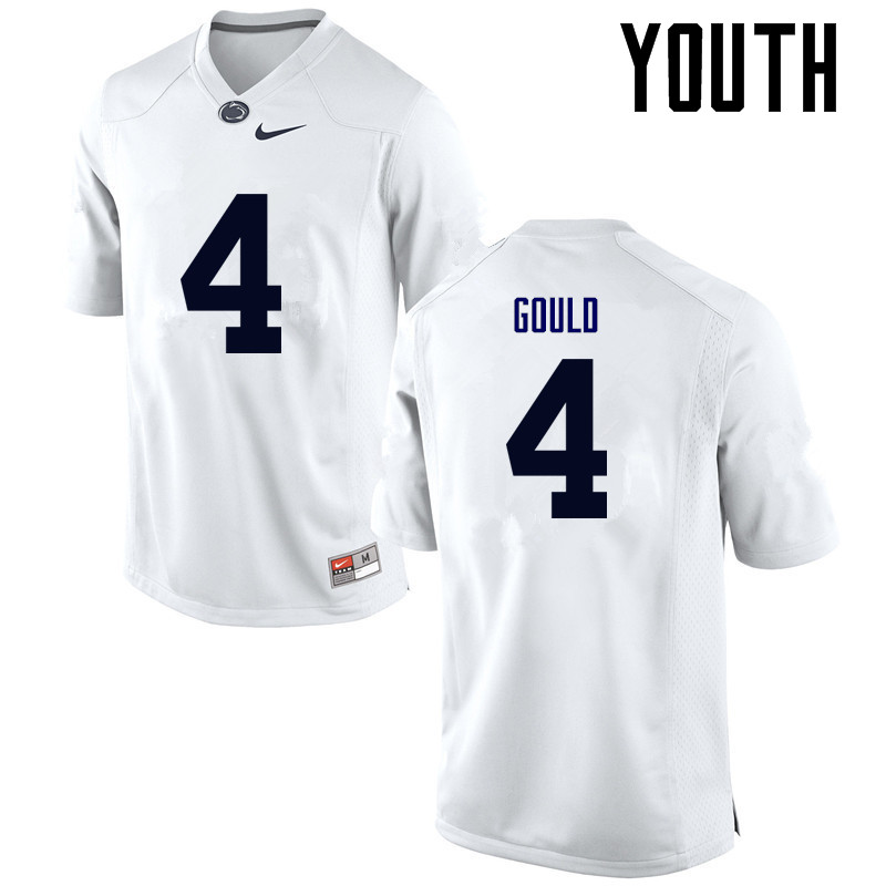 Youth Penn State Nittany Lions #4 Robbie Gould College Football Jerseys-White